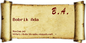Bobrik Ada névjegykártya
